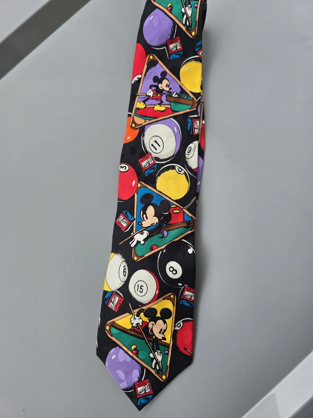 Vintage Mickey Inc Disney Mickey Mouse Billiards Pool Silk Tie Novelty 90s
